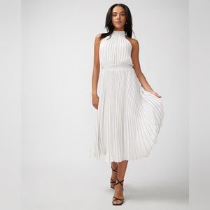 White House Black Market Women’s Pleated Halter Midi Dress